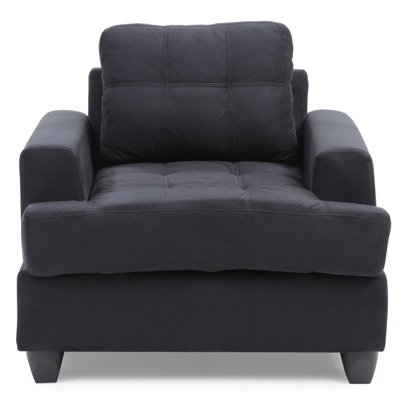 Baerman Faux Leather Chair And A Half, Black Faux Leather