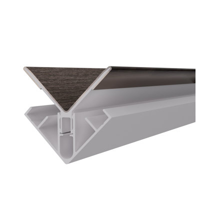 Ensemble de moulures d'angle intérieur en aluminium composite noyer espagnol Allusions 2,63 po x 2,69 po x 8 pi pour planche de 0,5 po