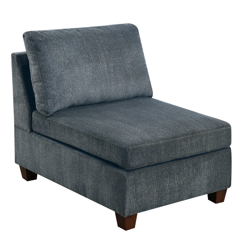 Fauteuil modulaire gris 4 pièces, chaise en tissu chenille, cadre en bois, H 30 po x l 148 po x P 35 po