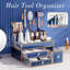 Blue Makeup Organizer Tempered Glass Vanity Organizer