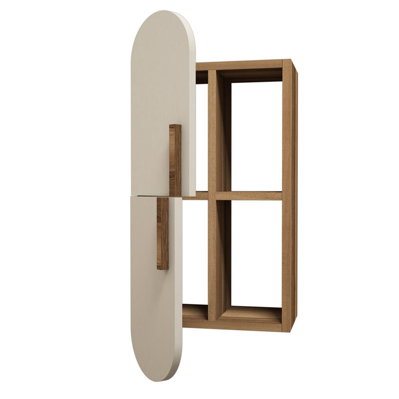 Tablette murale moderne avec plusieurs tablettes, finition noyer et crème, 13,8 x 23,6 x 8,7 pouces | 100% panneau de particules enduit de mélamine, épaisseur: 0,7 pouce | Solution de rangement élégante et fonctionnelle, conception murale pour la maison ou le bureau