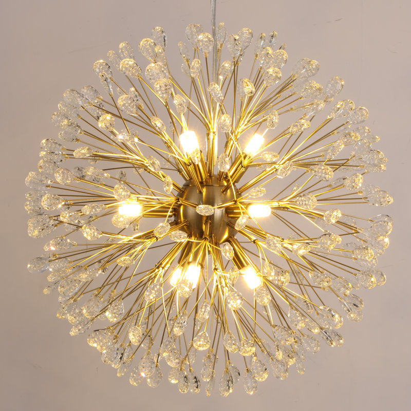 Lustre en cristal 9 lumières à intensité variable, Or