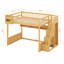 Grand lit mezzanine avec escalier, structure de lit superposé en bois avec garde-robe et tablettes de rangement-691127308