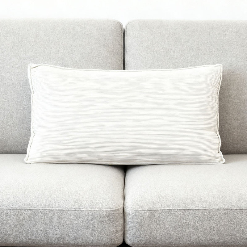 Soft Corduroy Cushion, Beige White, 70cm W  x 53cm D