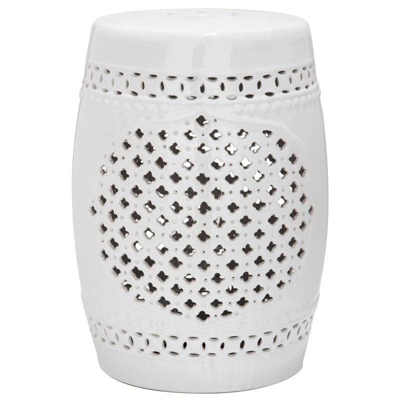 Hallene Ceramic Accent Stool, White