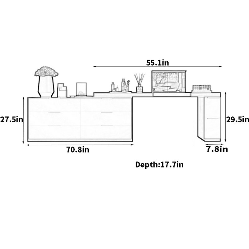 Multi-Purpose Bedroom Dresser, Gray/Warm White