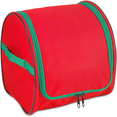 Premium Christmas Light Storage Bag – Heavy Duty Tear Proof 600D/Inside PVC Material with Reinforced Handles - 3 Reels Stores up to 375 Ft of Mini Tree Lights & Extension Cords Red