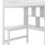 Lit surélevé en bois pour lit simple avec bureau, éclairage à DEL, supports de rangement et armoires-1508929357