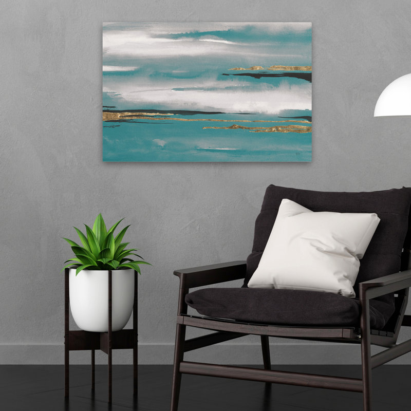Or gris doré I Teal Crop - Art abstrait doré noir doré, H 16 po x l 24 po