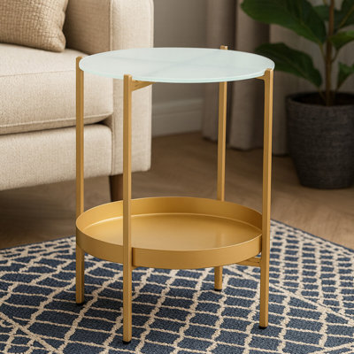 Bicente Glass Top End Table