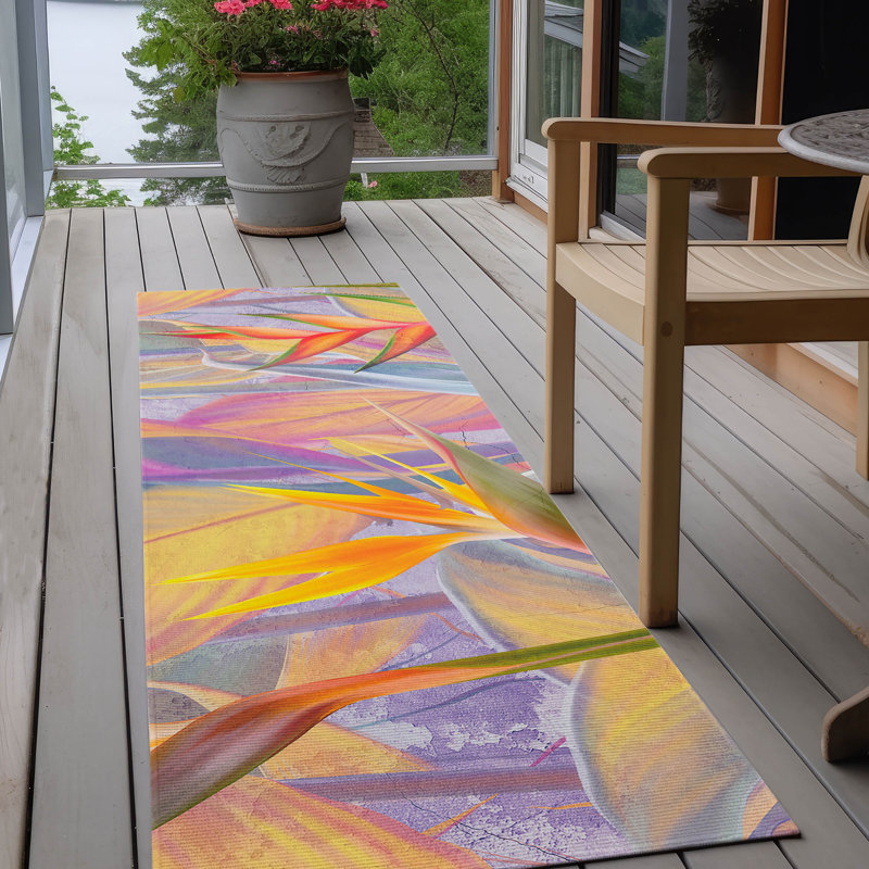 Tapis floral lavable en machine Braggs, Tapis de couloir 2 pi 3 po x 7 pi 6 po