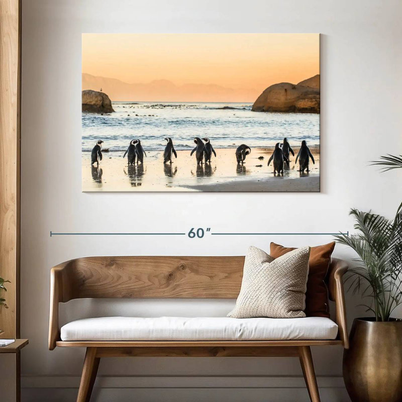Brampt Penguins On The Shore, 32'' H X 48'' W