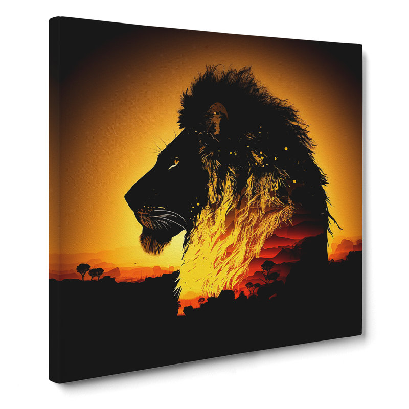 Lion Silhouette - Wrapped Canvas, 35cm H x 35cm W