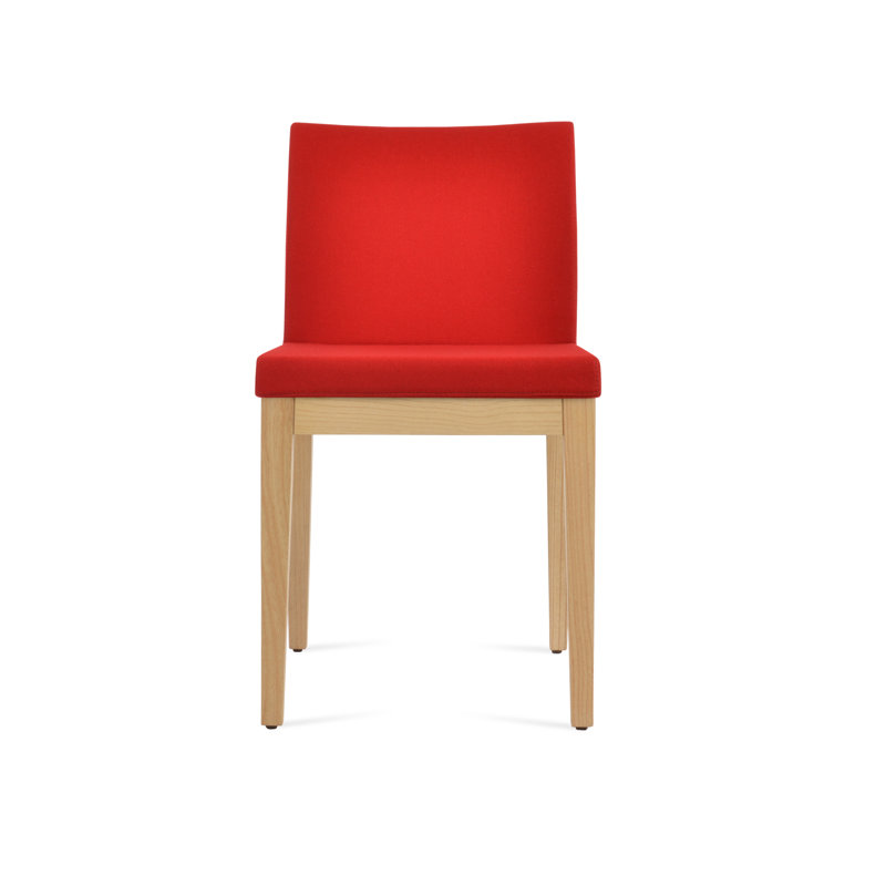 ARIA en cuir rembourré chaise, Laine - Rouge, Naturel