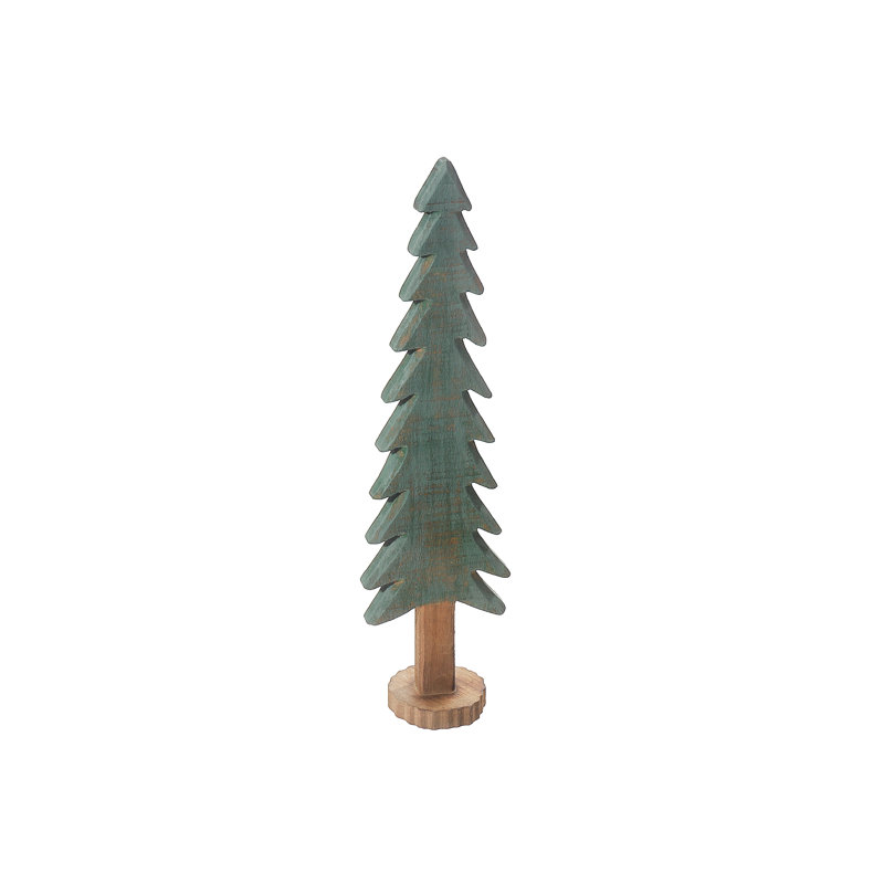 Grand arbre en bois sculpté sur base ronde, H 10 po x l 4 po x P 3 po