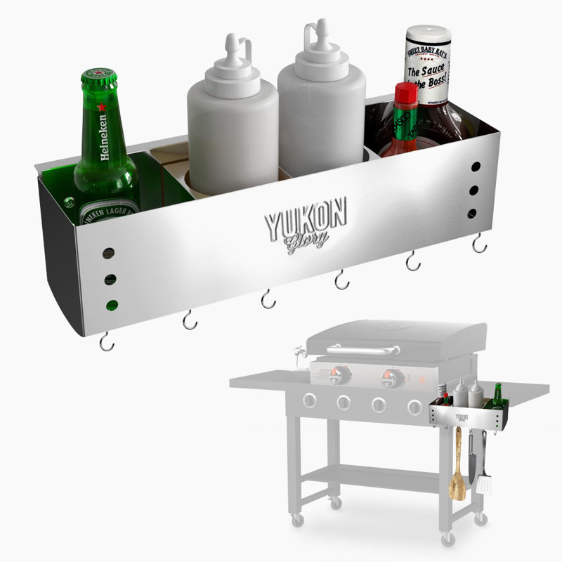 Yukon Glory BBQ caddy organizer for flat-top griddles, stainless steel