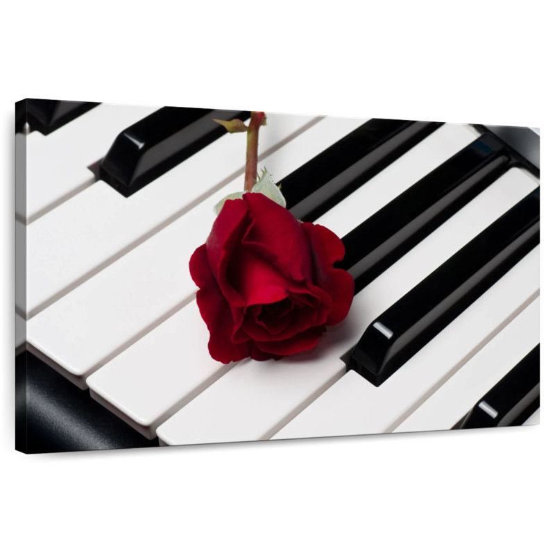 Harnek Piano Keys And Rose, 20" H x 30" W