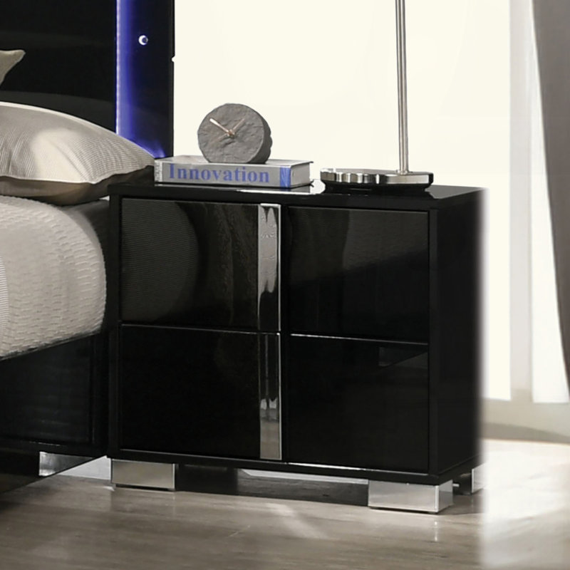 Table de chevet contemporaine classique 1pc, Noir