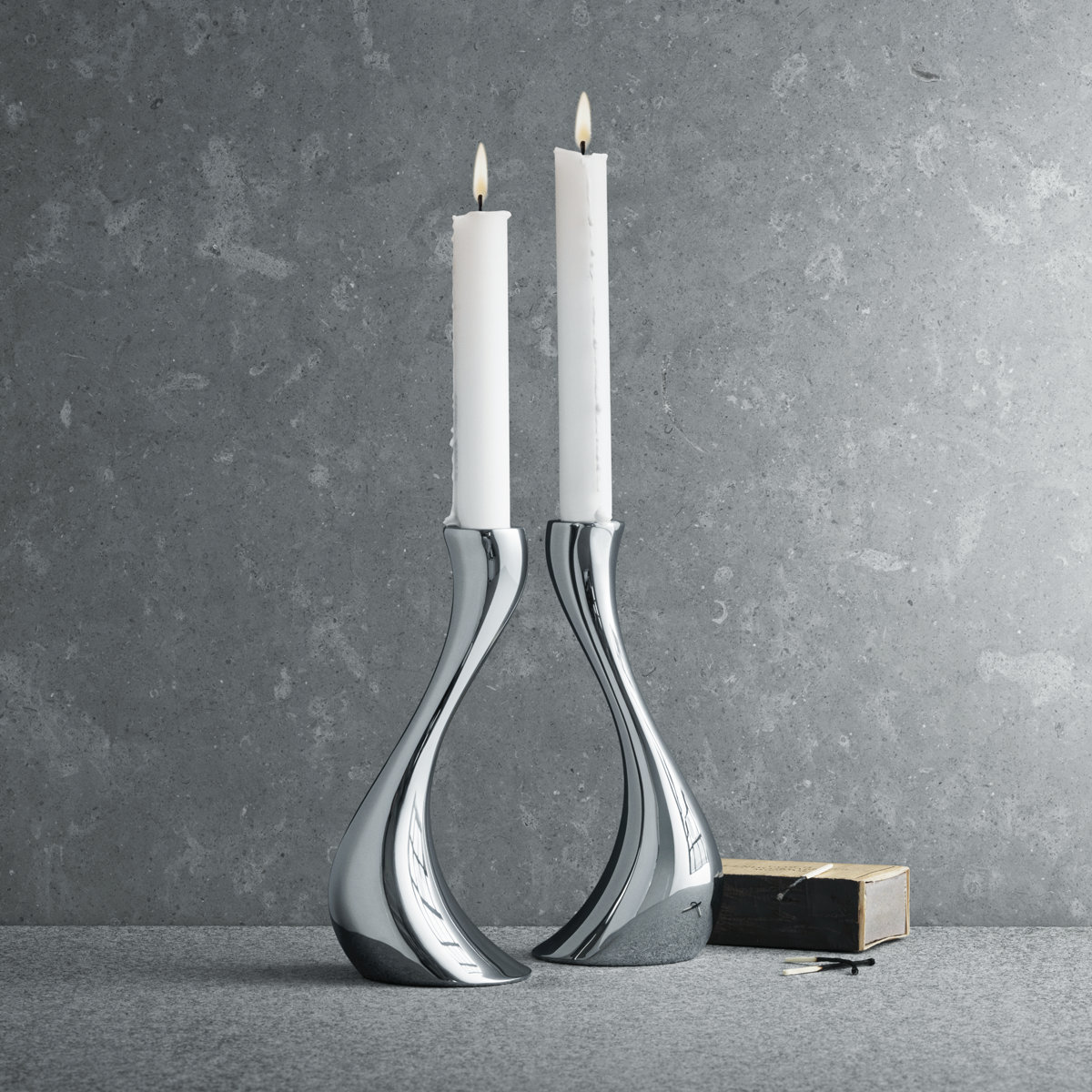Cobra Stainless Steel Candlestick, Stainless Steel, 7.87" H x 3.15" W x 3.54" D
