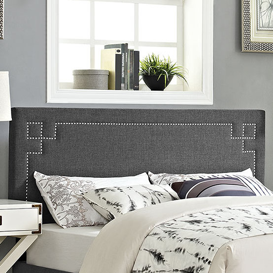 Modway Josie Fabric Headboard, Queen, Gray