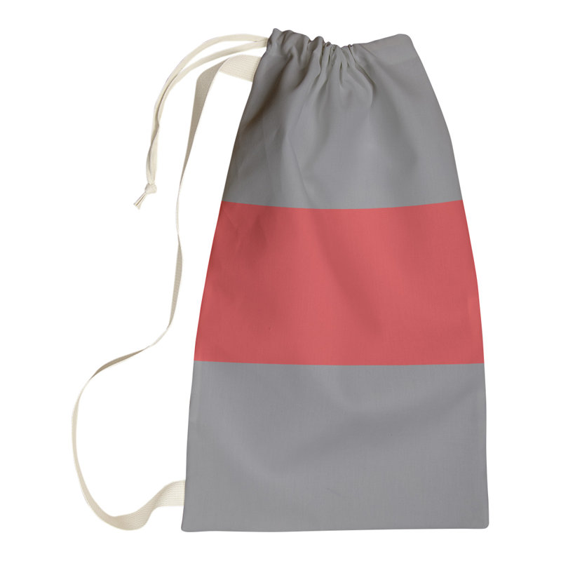 Fabric Laundry Bag with Handles, 29" H x 18" W x 1.5" D, Flat Gray/Red/Flat Gray