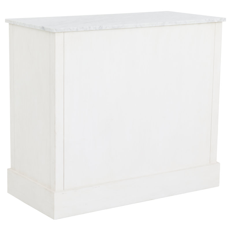Camille Marble Bar Cabinet, Linen/Antique Gold