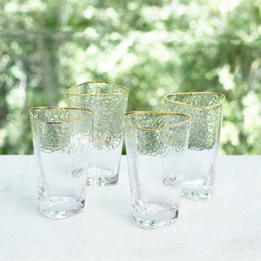 Gold Rim Highball Glasses, Set of 4