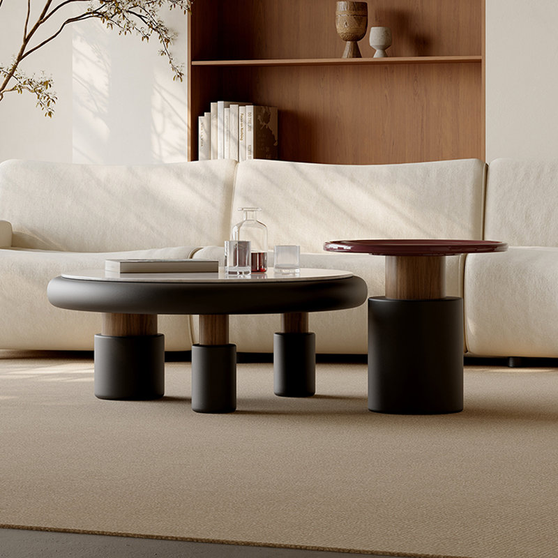 Round Marble Coffee Table Set