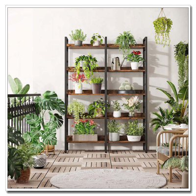 70.86” Tall 5-Tier  Industrial Bookshelf