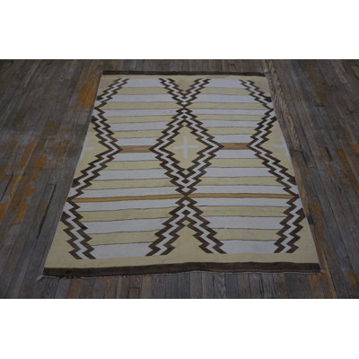 Antique Navajo Native American Flat Weave Geometric Rug