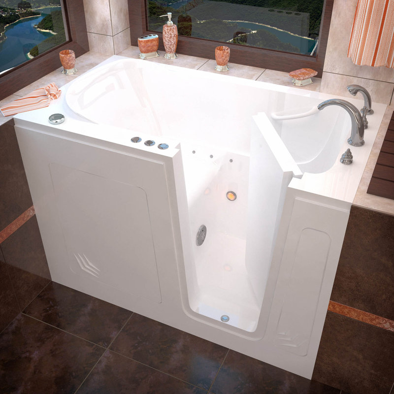 Buena Vista 53.8'' x 29.8'' Air Acrylic Bathtub with Faucet, White, Right