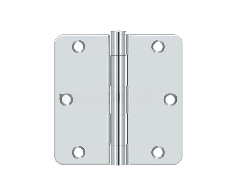 Charnière à rayon 3 1/2 po x 3 1/2 po x 1/4 po Deltana S35R426, épaisseur résidentielle, en paire de chrome poli, Chrome poli