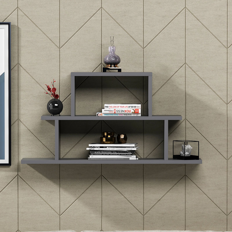 Concetto 3 Tiered Floating Wall Shelf, Anthracite