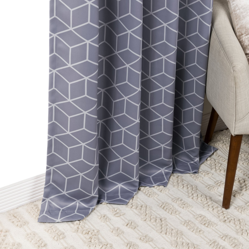 Paire de rideaux occultant en polyester Kamri, L 52 po x L 63 po, gris