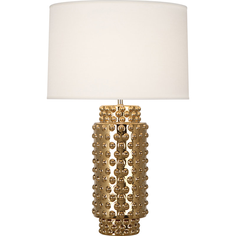 Dolly Ceramic Table Lamp, Textured Ceramic/Gold Metallic Glaze, Fondine