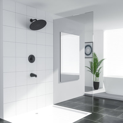 10” Wall Mount Shower Head Rain Mixer Shower System Two-function Bathroom Tub Shower Faucet Set