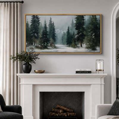 Tableau minimaliste de pin enneigé, décoration murale pour salon, impression giclée sur toile encadrée, lot de 3 pièces : 3 toiles de 40 x 60 cm et 3 toiles de 60 x 90 cm.