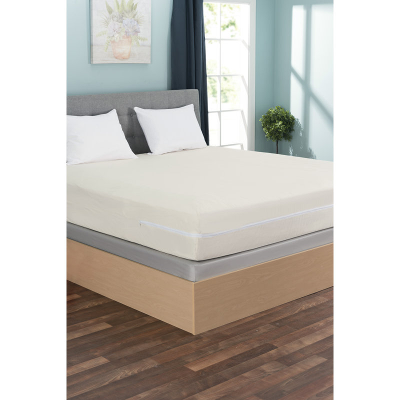  Protège-matelas à fermeture éclair en coton biologique, bloque les acariens, le pollen et les squames d'animaux, Très grand