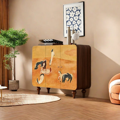 Buffet en bois massif à motif d'art moderne
