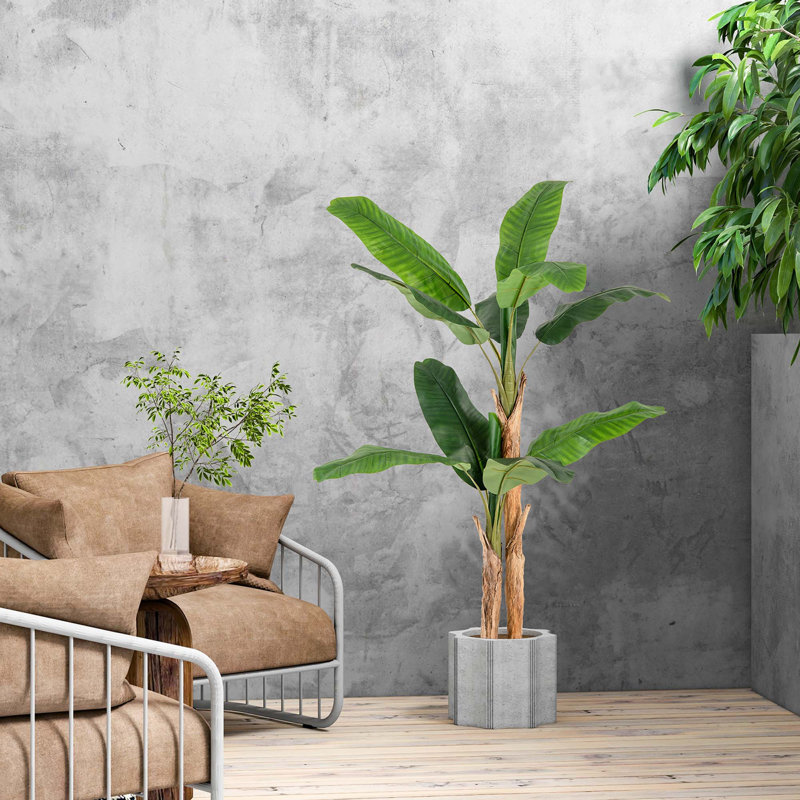 65'' Faux Banana Tree in Planter, 2