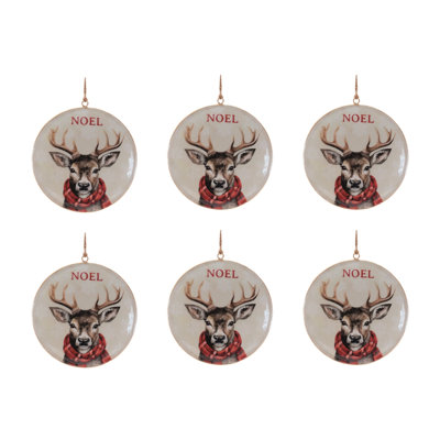 Iron Disc Deer Ornament Set of 6