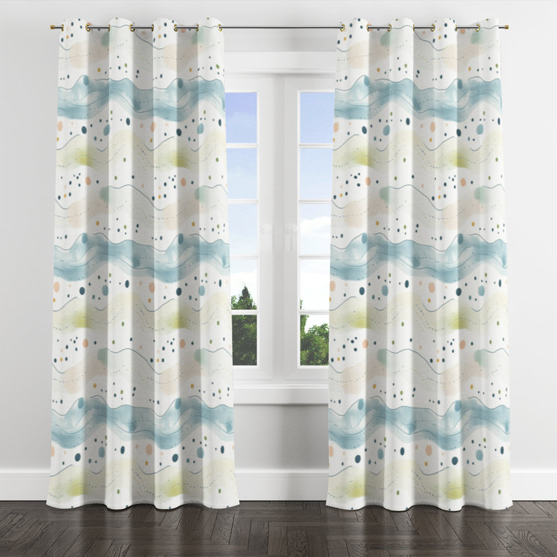 Rideaux Modern Window - rideau à œillets bleu Azurdee - 1 panneau, Œillets dorés, L 52 po x L 95 po