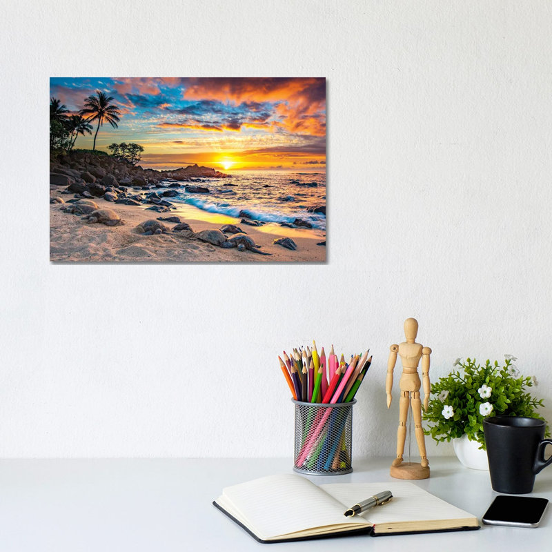 Coucher de soleil avec la balle - Estampe numérique sur toile tendue avec châssis