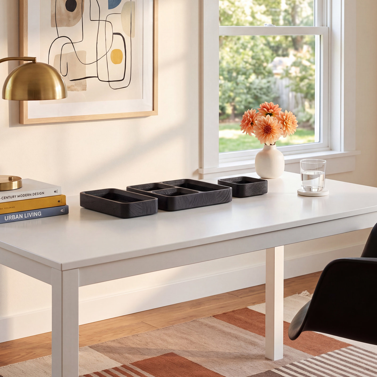 Square One Wood Desk Organizer, Black Stained Acacia