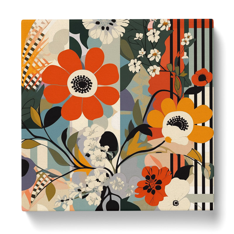 Floral Bauhaus No.3 - Wrapped Canvas, 50cm H x 50cm W x 3cm D