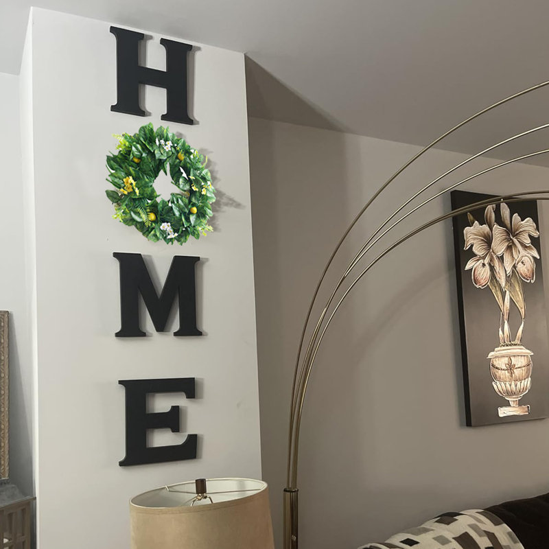 Farmhouse Wall Home Sign with Artificial Eucalyptus for O Rustic Wooden Hanging Letters Decorative Wall Art Decor for Living Room Kitchen Entryway Housewarming Gift