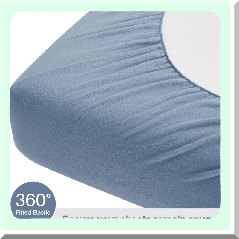Winter Bliss Plush Fleece Queen Bed Sheet Set - Soft Velour Sheets, Extra Warm with Deep Pocket - Pearl Blue Queen Bedding