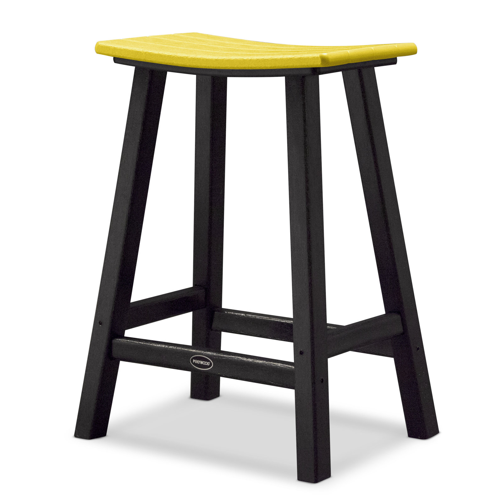 POLYWOOD® Contempo Saddle Counter Stool, Lemon, Black
