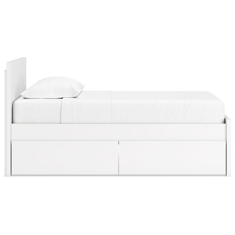 Lit plateforme Dunagan, Lit simple, Blanc
