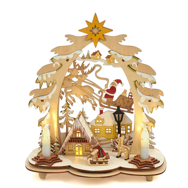 Kurt Adler Battery-Operated LED Lit Wooden Village House with Santa
